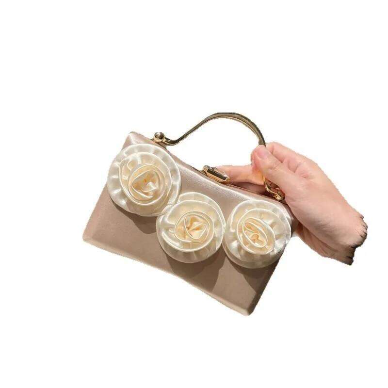Designer Bag Designer Satin Flower Square Crystal Handbag Evening Dinner Party Bling Clutch Purse Shoulder Bag