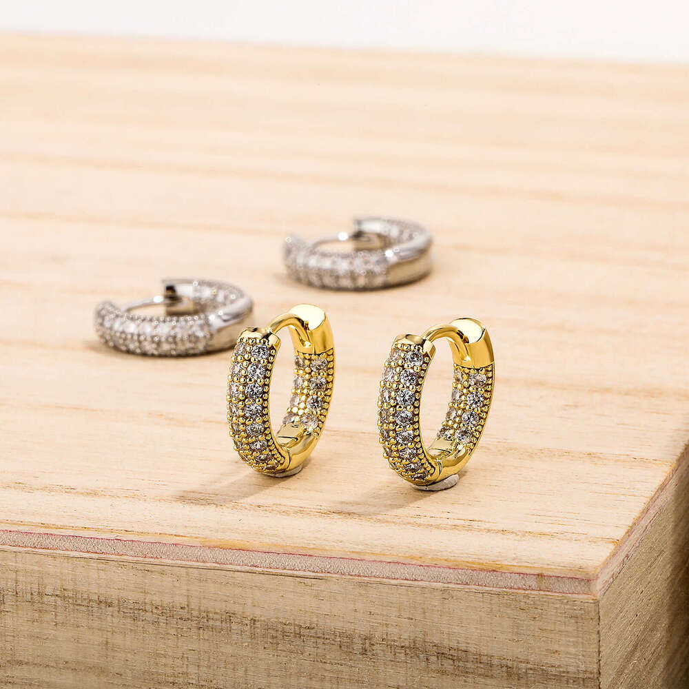 Heavy Craft High-Quality Zircon Full Dia Circle Niche Commuter Advanced Sense Gold Australian Jewelry Earrings Ear Accessories
