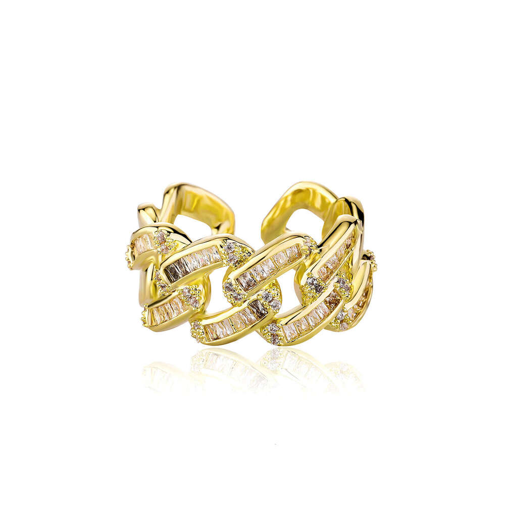 Hip Hop INS Style Cuban Full Diamond Open Index Finger Unisex Simple Fashion Ring