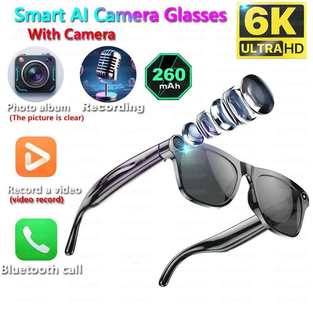 4K HD AI Chat GPT 100Mp Camera Bluetooth Call 260Mah Battery Voice Assistant Control Smart Glasses For Men Women