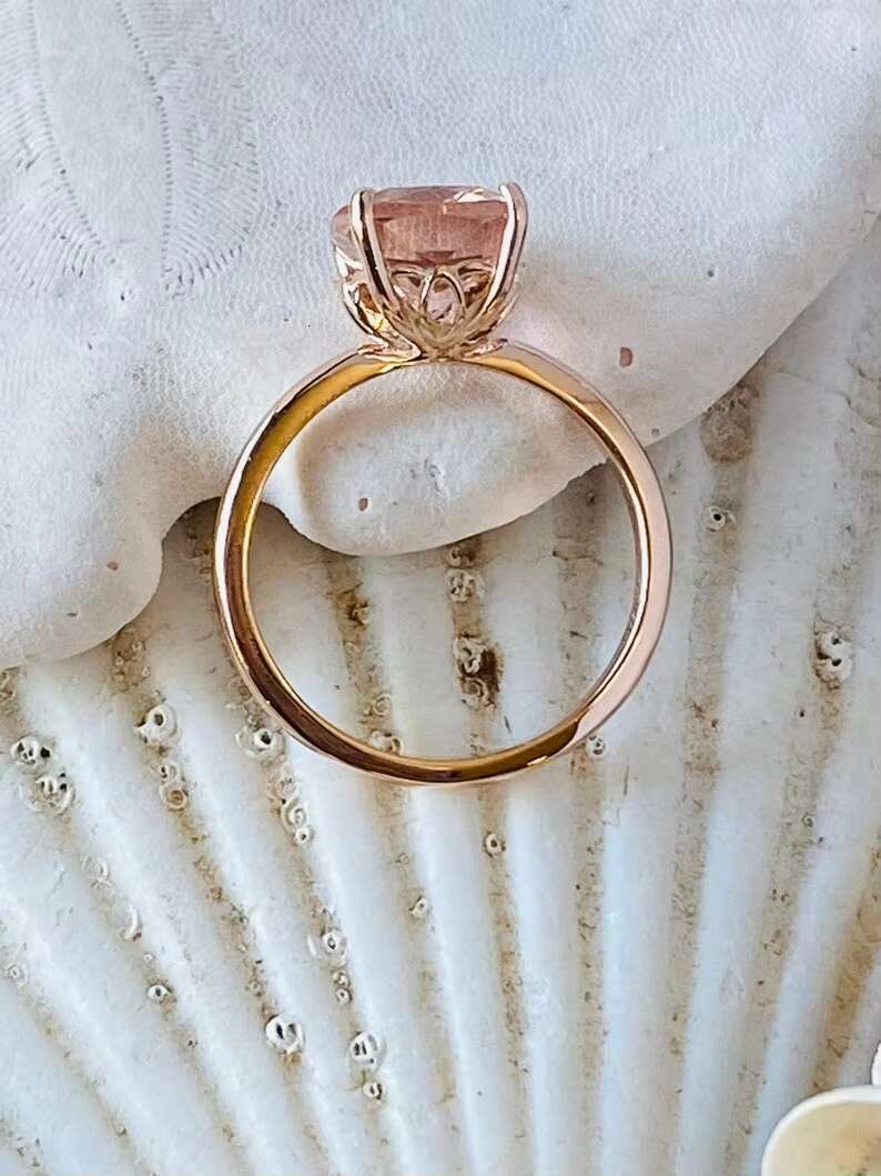 Natural Peach Moissanite Ring 925 Sterling Silver Rose Gold Plated original Gemstone Ring For Men And Women At Wholesale Price