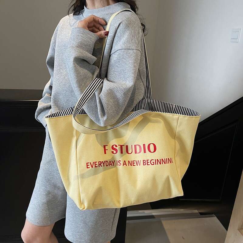 designer bag Casual Canvas Korean Style Lazy Underarm 2025 New Letter Tote Large Capacity Double-Sided Shoulder Bag