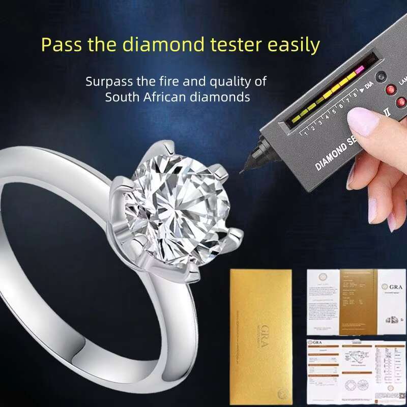 Wholesale Free Certificate Round Brilliant Cut Moissanite Mens Ring GRA Certificated 925 Silver Ring Moissanite Ring Men