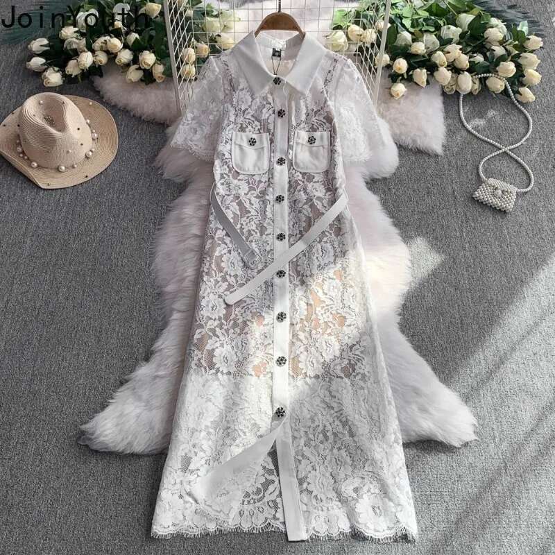 Elegant Women Dresses Short Sleeve Turndown Collar Single Breasted Tunic Robe Femme 2025 Vestidos De Mujer Bodycon Summer Dress