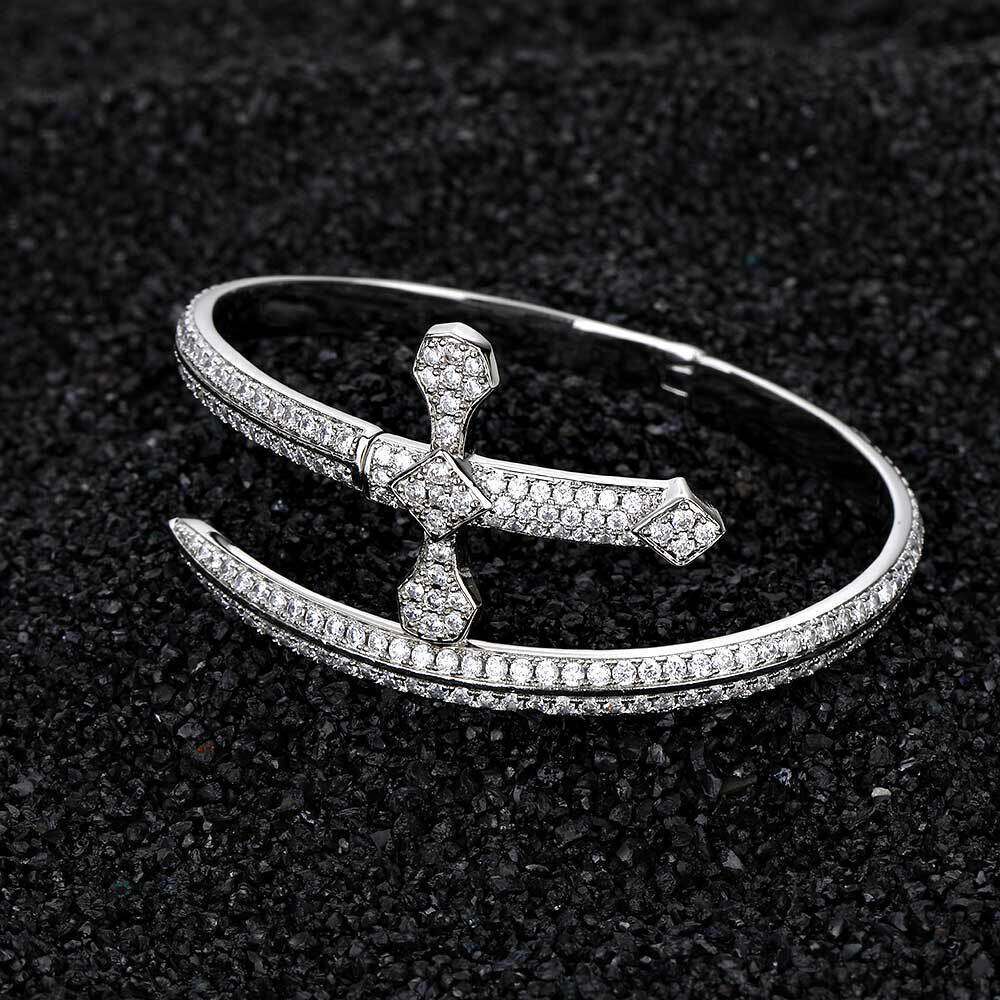 Hip Hop Sword of Justice Cross Trendy Brand Personality Men's Zircon Bracelet High-end Jewelry be3a