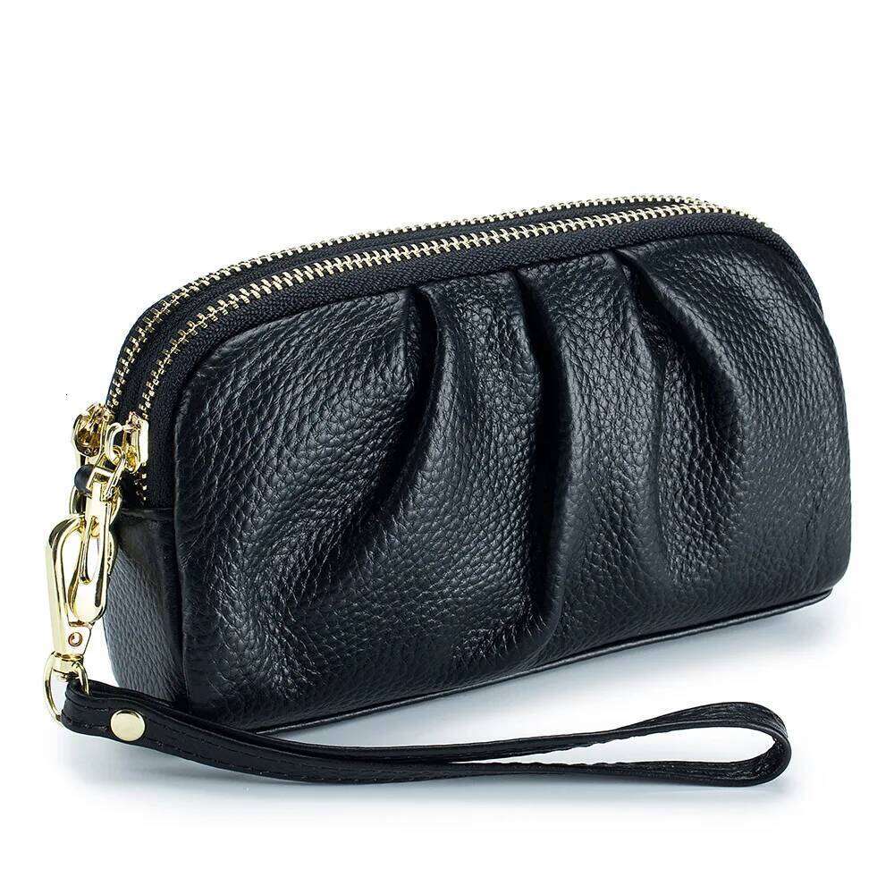 Genuine Leather Women Wallets Multifunction Large capacity Purses Long Zip Wrist bag Money Coin Holder Female phone Purse