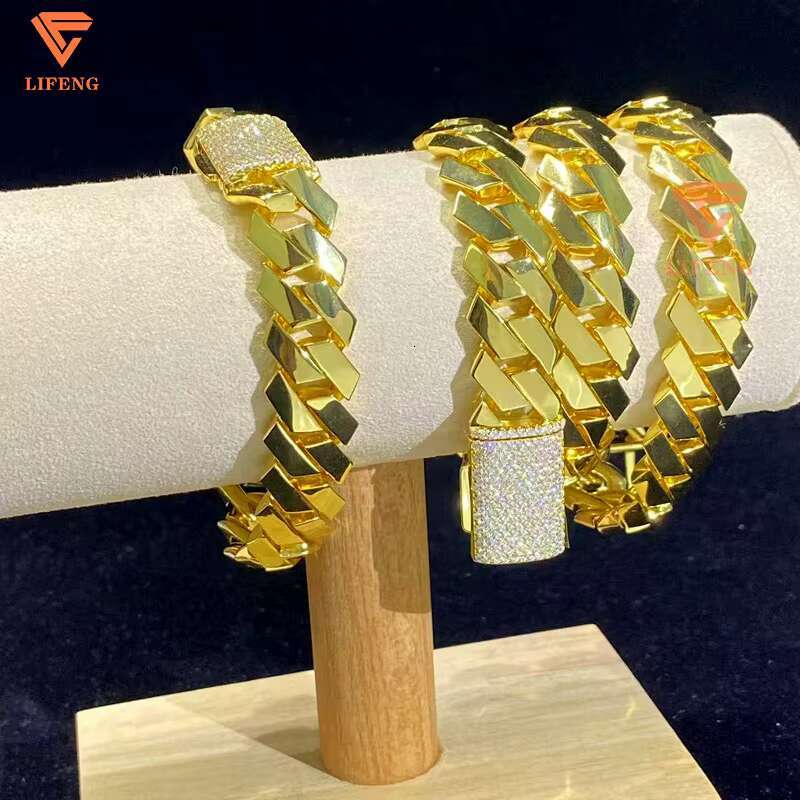 Lifeng Jewelry 15mm Plain Cuban Link Chain 18k Gold Plated Silver 925 Men Hip Hop Necklace Custom Fine Jewelry Punk Cuban Chain