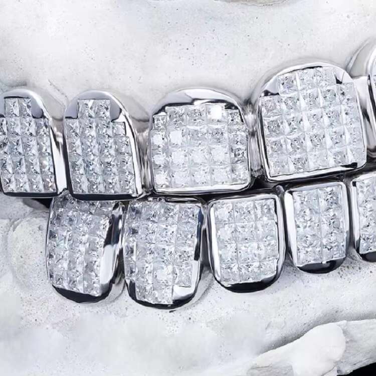 Wholesale Hiphop Iced Out Grills Teeth Plated Personalized Handcrafted Custom Deep Cut Vvs Moissanite Grillz 8 on 8 Custom