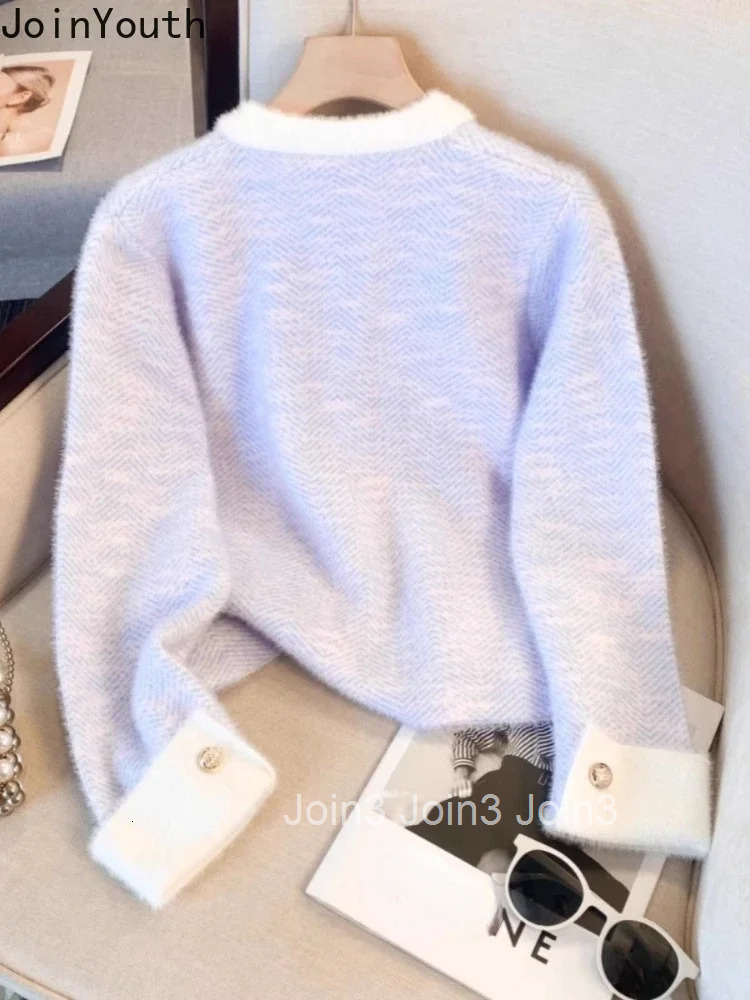 Furry Soft Cardigan Coat Women Clothing Thicked Temperament Sueter Mujer Fashion Korean Pull Femme Knitted Cropped Sweater Tops