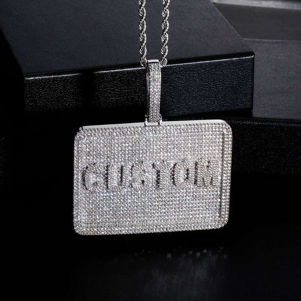 Square Zircon Pendant INS Summer Versatile Men's Trendy Letter Combination Necklace Gold Jewelry