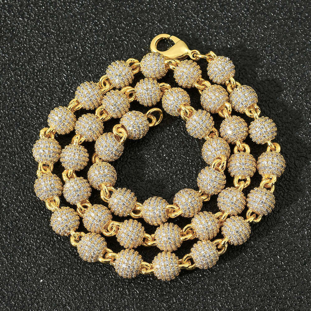 Jewelry 8mm Round Bead Choker Clavicle Chain Full Zircon Unisex Personality Hipster Necklace 6359