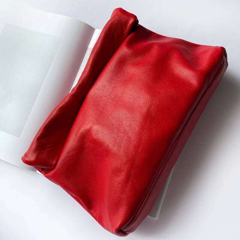 Genuine Leather Design Crimping Handbags New Clutch Bag Evening Phone Pocket Women's High Quality