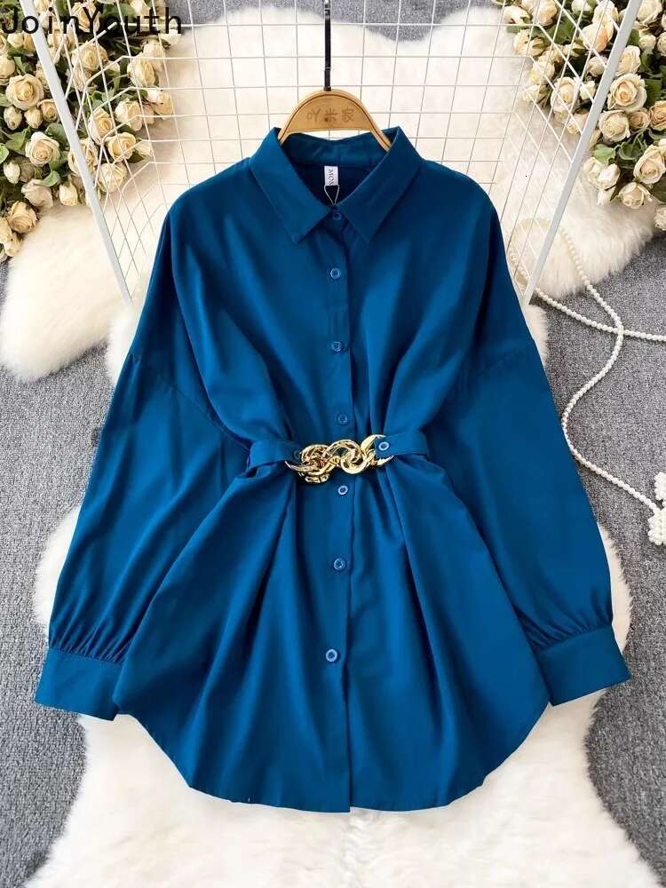White Blouses Womens Clothing Long Sleeve Slim Waist Vintage Shirts 2025 Blusas Mujer De Moda Loose Fashion Korean Summer Tops