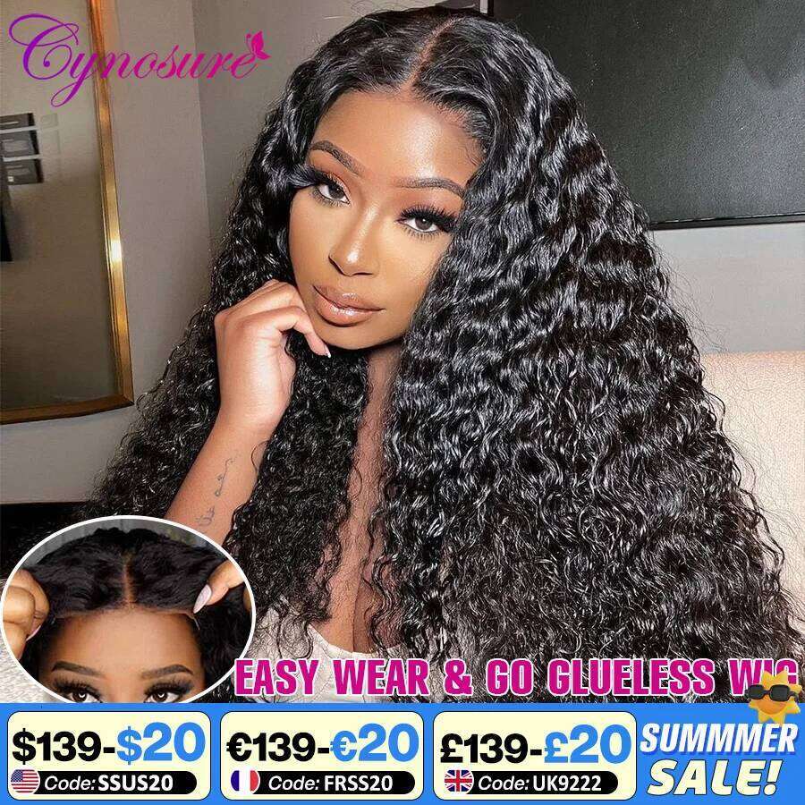 Cynosure HD Lace Frontal Cut Glueless Wig Ready to Wear Pre Plucked Brazilian Curly Human Hair Wigs