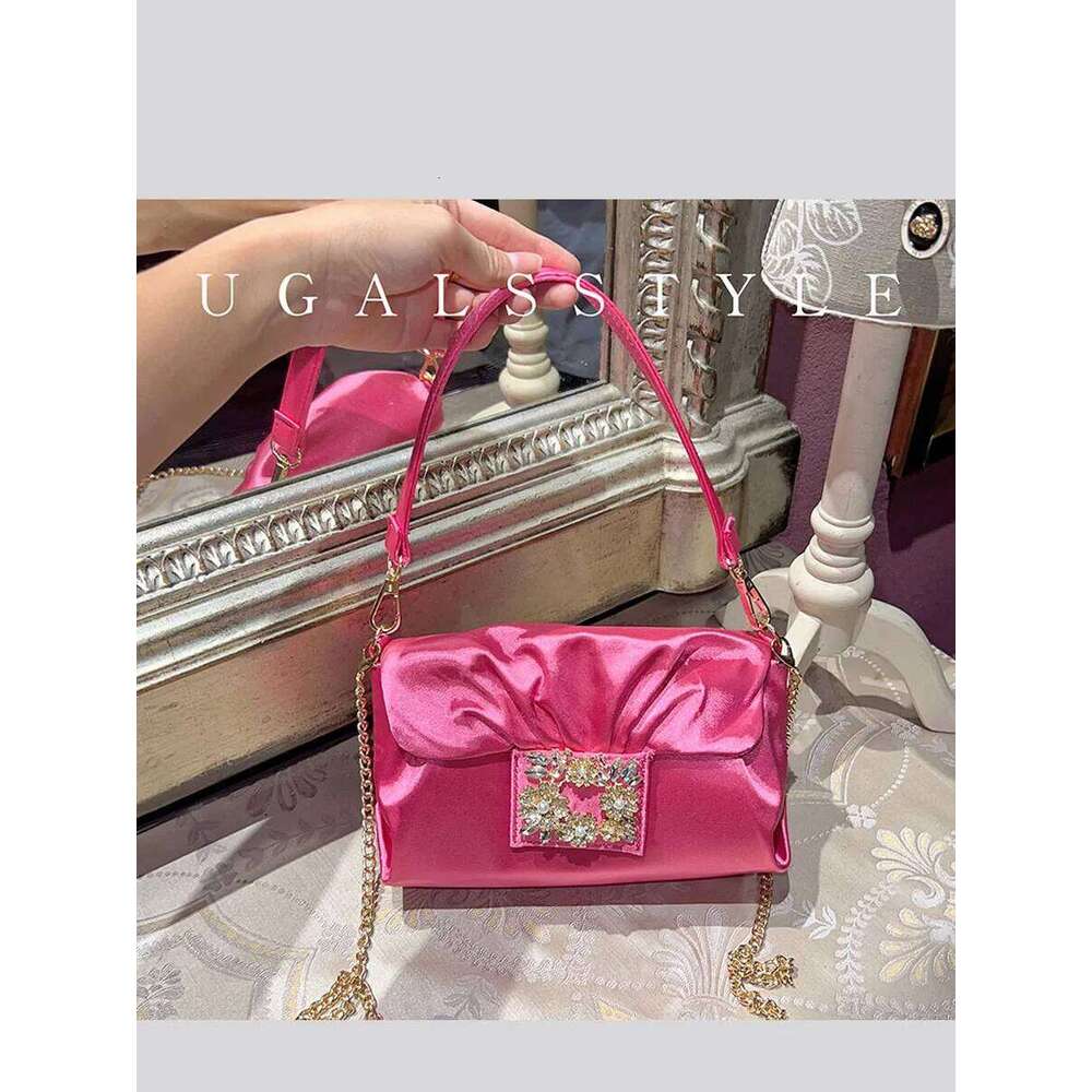 Designer Bag Satin Flower Women Handbag Crystal Shiny Rhinestone Evening Dinner Party Clutch Bling Purse Shoulder Bag