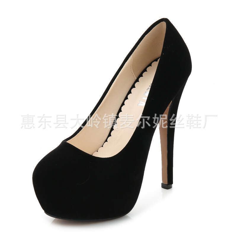 Women's Waterproof Platform Single High Heels, Sexy Stiletto Nightclub Shoes, Plus Size 14cm