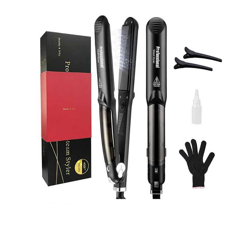 Professional Four-gear Steam Hair Straightener Straight Hair Ceramic Iron Heating Plate Straightening Iron Hair Styling ToolsXJ250621