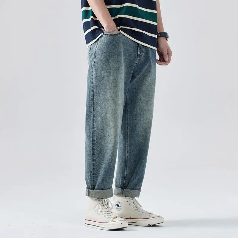 Mens Summer Thin Jeans Loose Tapered Casual Retro Water Male Korean Trousers Trendy Streetwear mens jeans pants 250617