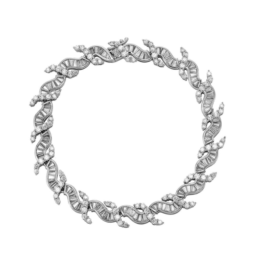 INS Style 8MM Wave Pattern Ice Crystal Necklace Niche Design High-end Sense Women's Bracelet Personality Simple Clavicle Chain Jewelry