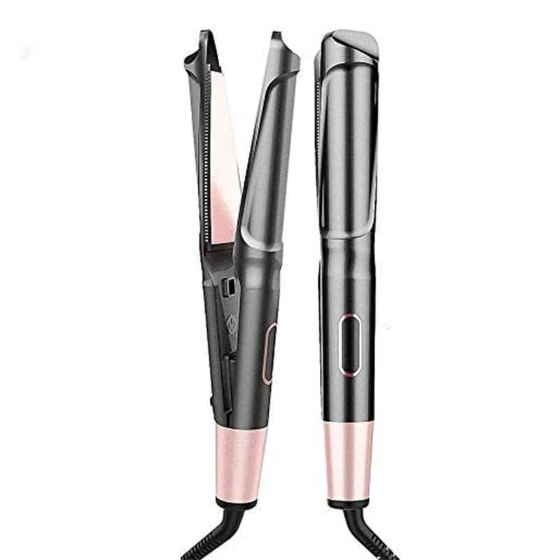 2 in 1 Flat Iron Curler Twist Professional Dual Voltage Tourmaline Ionic Ceramic Hair StraightenerXJ250621