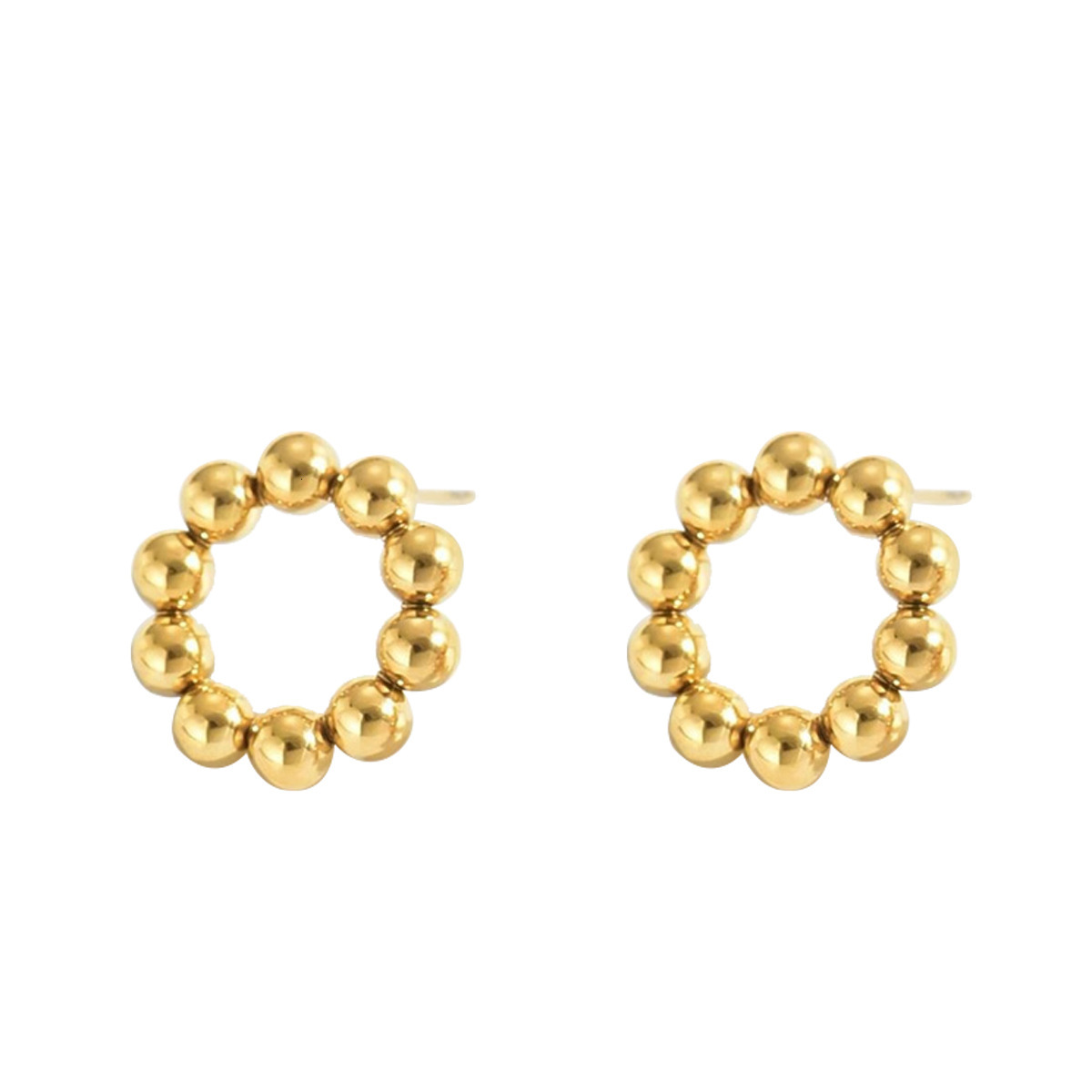 Sweet Fresh Japanese And Korean Style Earrings For Women, Unique Round Bead Electroplated Design, Stud Earrings, Ear Jewelry