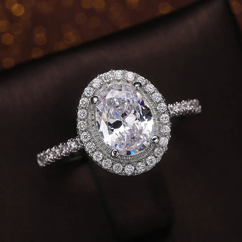 Rings For Women 925 Sterling Silver Classic Cubic Zirconia Engagement Band Jewelry Romantic Wedding Ring 250617
