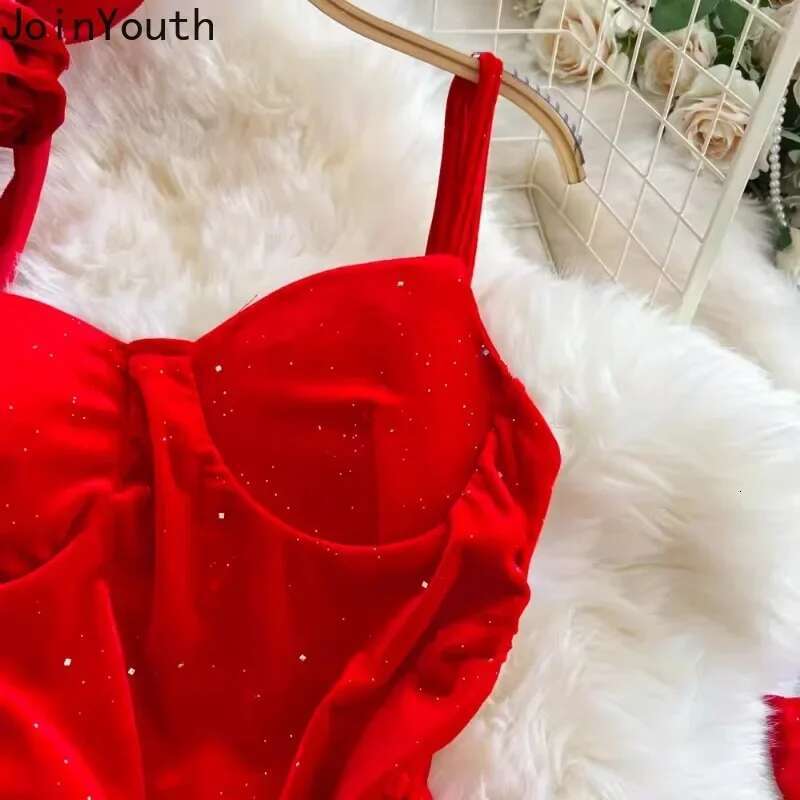 Party Woman Dress Vintage Red Temperament Sexy Robe Femme Slim Waist Split Irregular Bodycon Mini Dresses 2025 Vestidos De Mujer