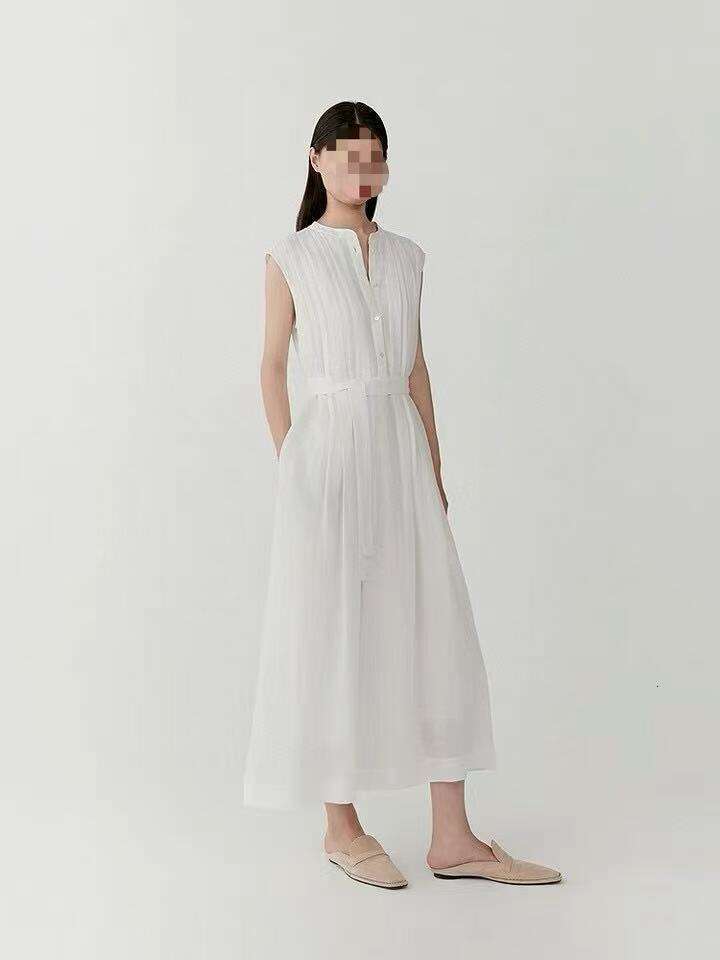 White Skirt Maxi Skirt Summer New Women S Z He Plain Cotton Blend Sleeveless Belted Elegant Long Dress Long Skirt