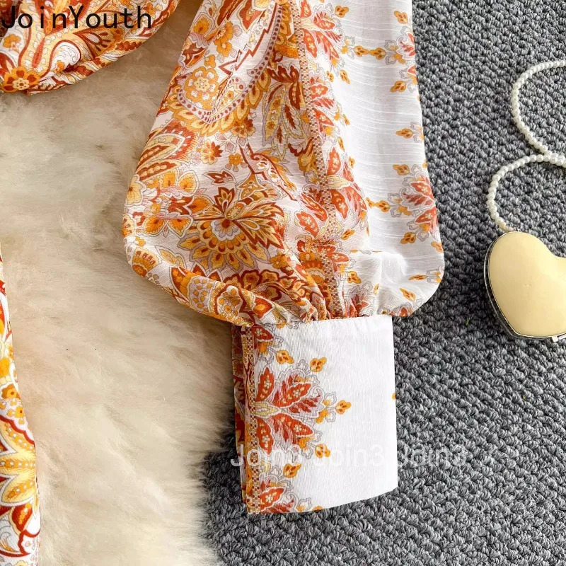 Women Clothing Skirt Outfits Two Piece Set Stand Neck Long Sleeve Blouse High Waist Bodycon Mini Skirts Sets Vintage Print Suit