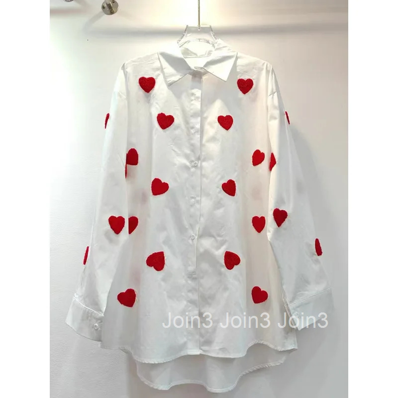 Love Print Blouse Womens Clothing Camisas De Mujer Long Sleeve Casual Loose Tops Fashion White Shirts Vintage Korean Blouses