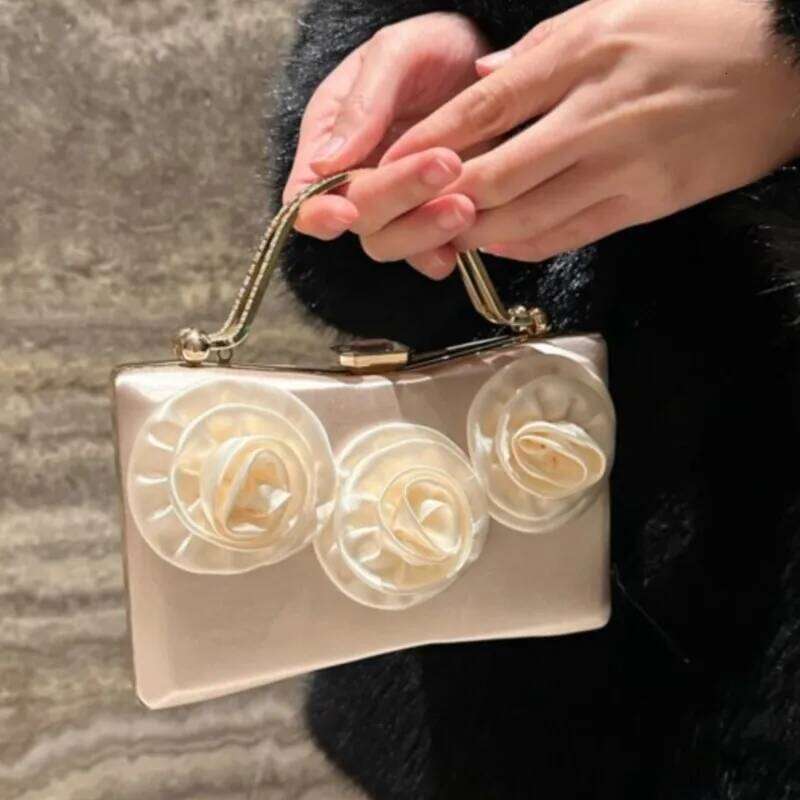 Designer Bag Designer Satin Flower Square Crystal Handbag Evening Dinner Party Bling Clutch Purse Shoulder Bag