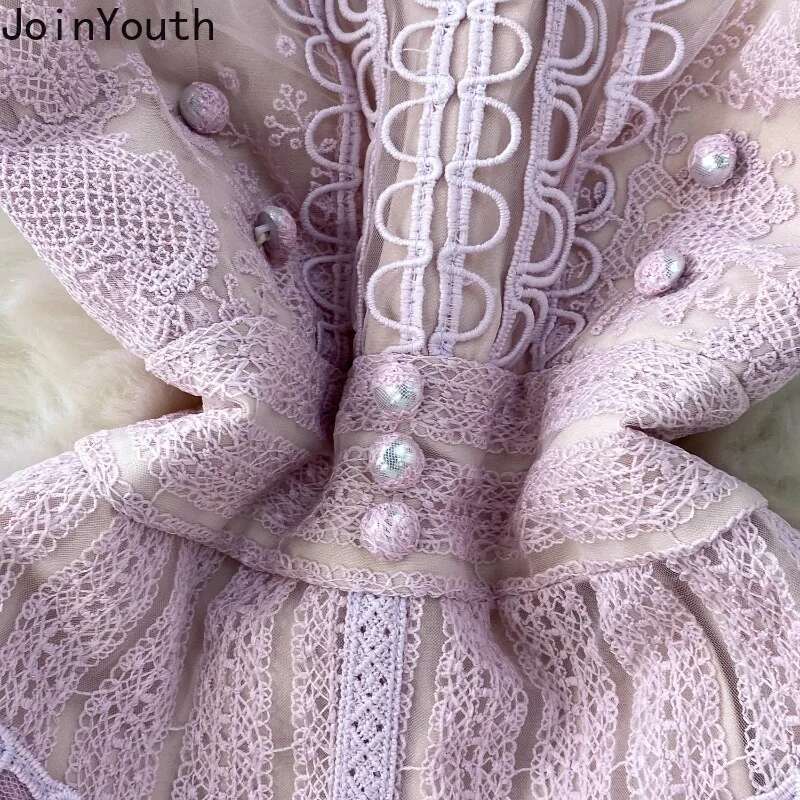 Temperament Robe Femme Elegant Dresses for Womens 2025 Vestidos De Mujer O-neck Short Sleeve Tunic Lace Emegant Summer Dress
