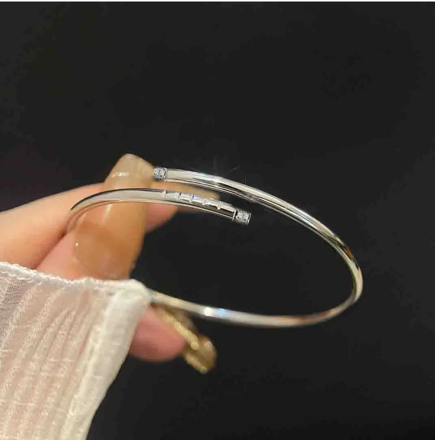 2025 Luxury quality Classic Excellent thin bangle style charm bracelet with diamond opened Designer jewelry Bijoux For Lady Famous Wedding Party have Box PS3009