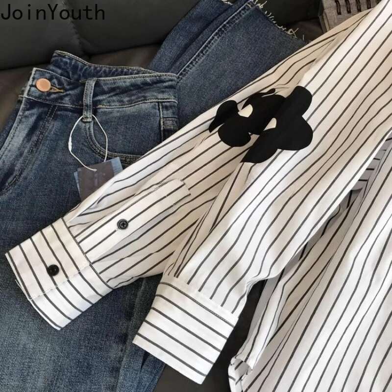 Casual Striped Blouses Women Clothing 2025 Blusas Mujer De Moda Sweet Floral Long Sleeve Shirts Fashion Oversized Blouse Tops