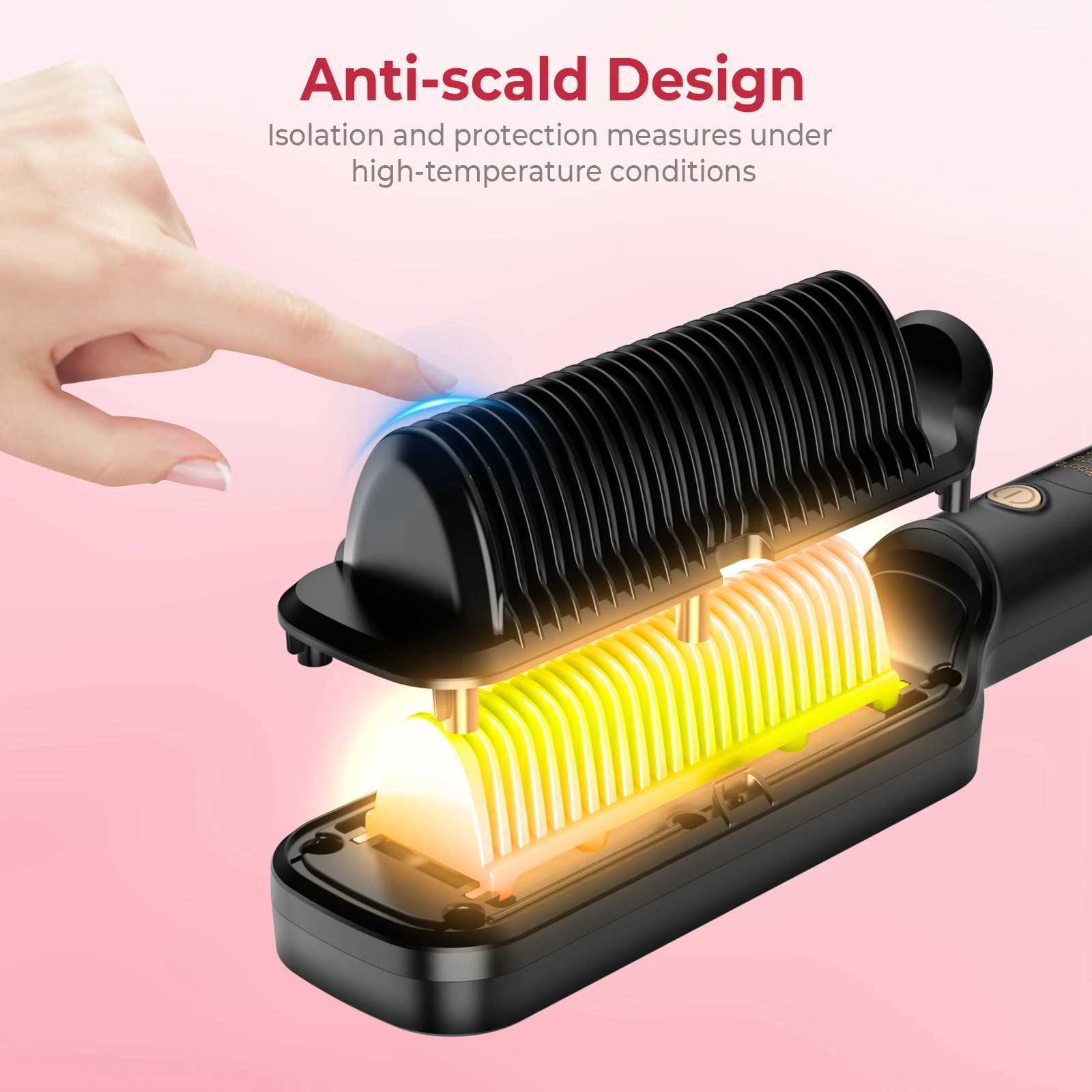 Hair Straightener Brush Hair Straightener Comb Straightening Brush for Women Easy to Use Hair Care ToolXJ250621