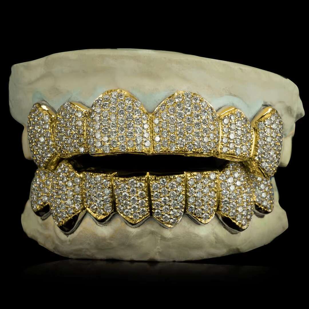 Custom Fit 925 Sterling Silver Fully Bustdown Zig Zag Setting Hip Hop Iced Out Moissanite Grillz