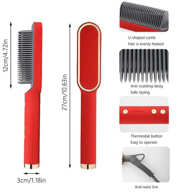 Hair Straightener Hot Comb Curling Iron Multi-speed Electric Straightening Comb Curling Iron Hair Brush 2023 Hot SaleXJ250621