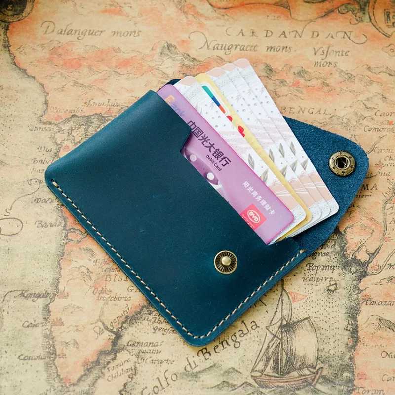 Men Genuine Leather Wallet Vintage Short Credit Case Ultra Mini Thin ID Card Holder High Quality Holder Cash Wallet Z250621