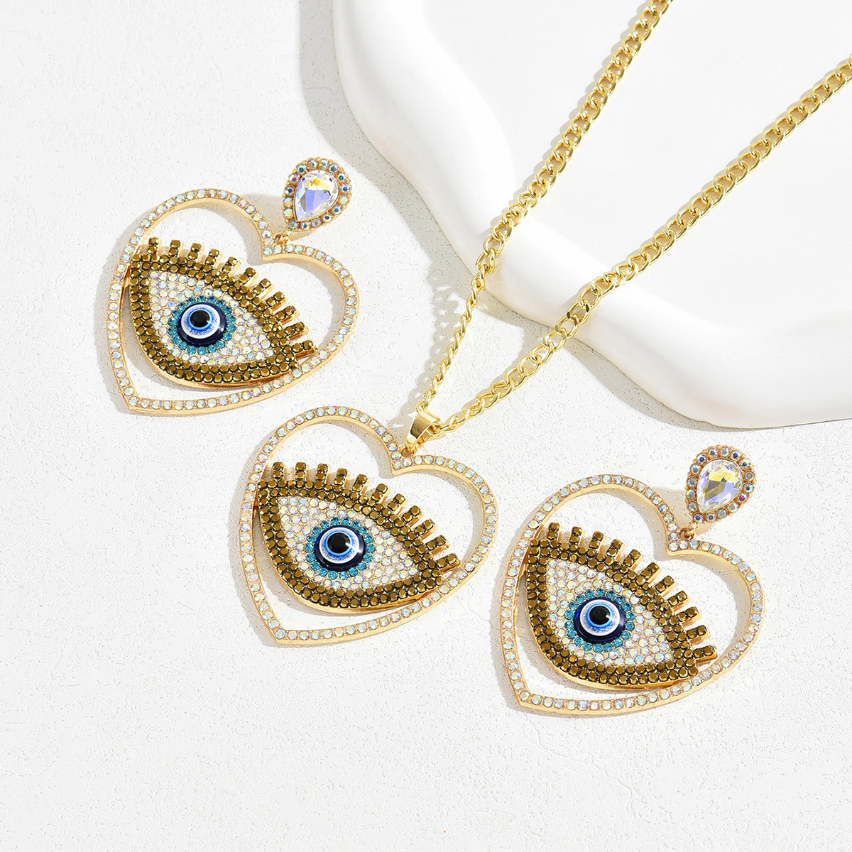 Earrings And Necklace Personality Devil's Eye Long Clavicle Chain Set