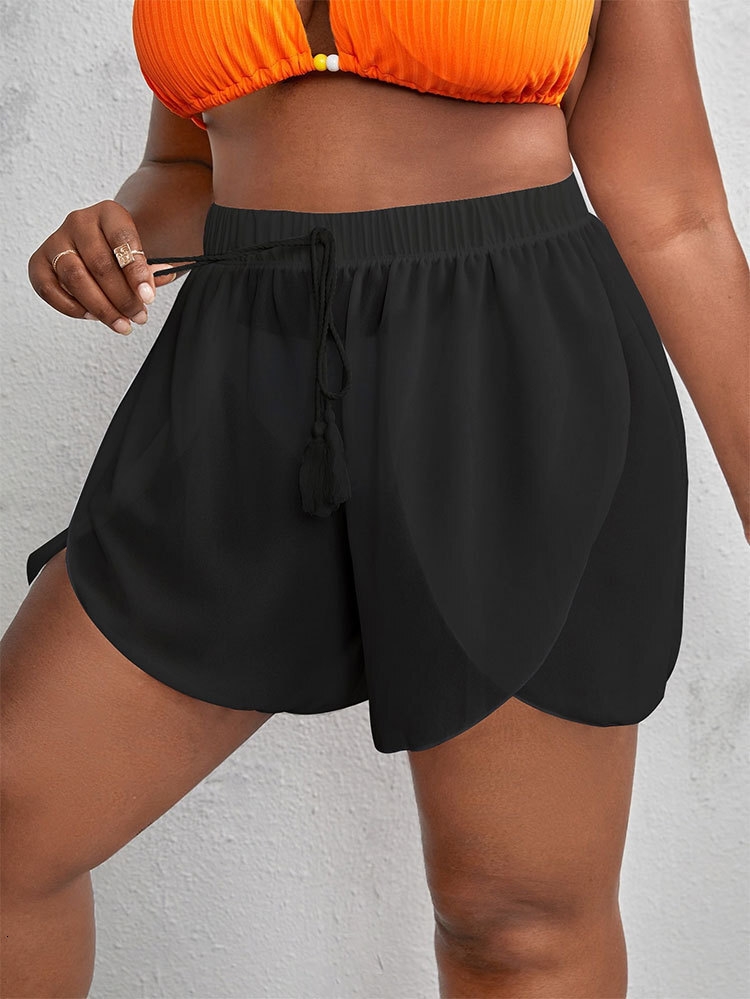 Free Shipping Designer Beach Pantsamazon Fashion 2025 Plus Size Beach Boxer Mesh Pants High Waist Bikini Sun Protection Swim Shorts For Women