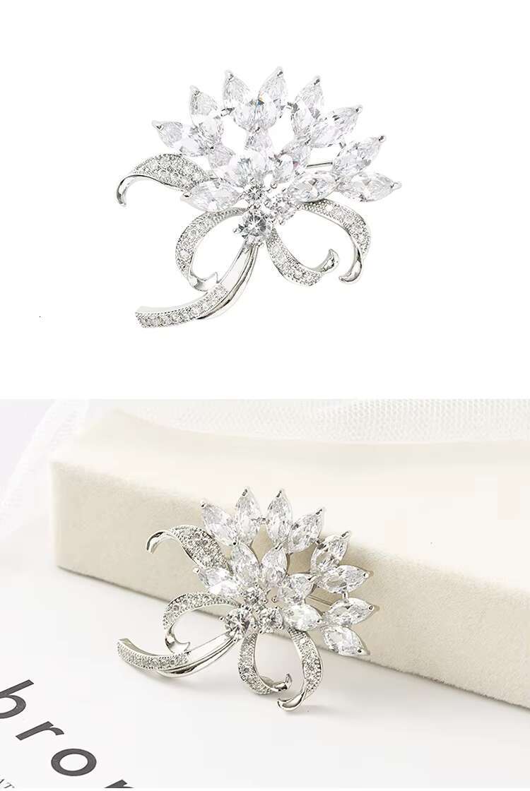 Full Diamond Brooches Fashion Brooch Wedding Flower Corsage High Quality Crystal Zircon Brooches