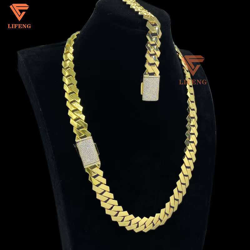 Lifeng Jewelry 15mm Plain Cuban Link Chain 18k Gold Plated Silver 925 Men Hip Hop Necklace Custom Fine Jewelry Punk Cuban Chain