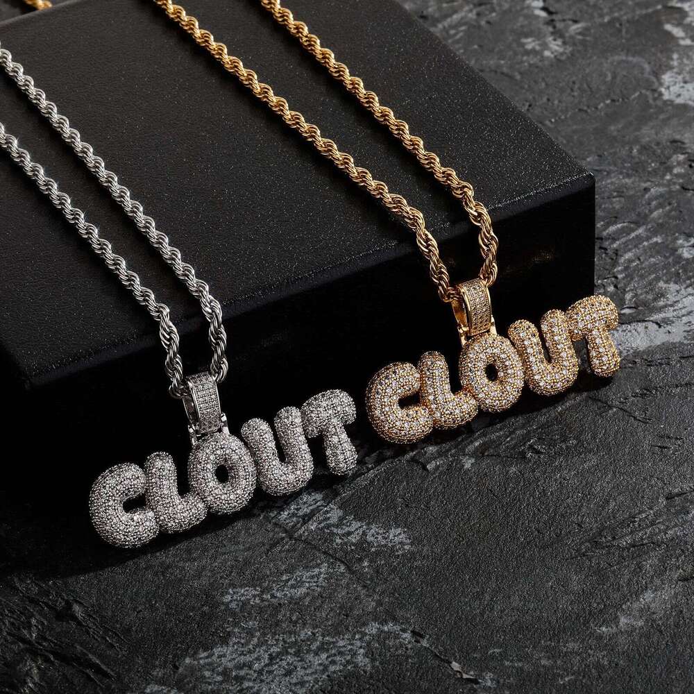 Hip Hop Street English Letter Splicing Personality Full Dia Pendant Unisex Trendy Necklace