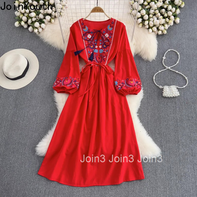 Bohemian Dress Women Embroidered Tassel Dresses