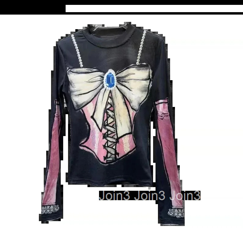 2025 Ropa Mujer Harajuku T Shirts for Women O-neck Long Sleeve Tunic Tees Fashion Butterfly Print Camisetas Casual Y2k Tshirt