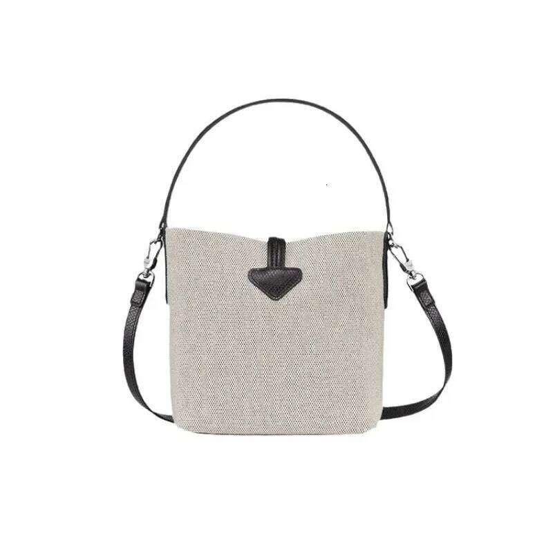 New Dragon Horse Canvas Bucket Bamboo Node Lightweight Shoulder Crossbody Handbag Underarm Small Niche Bag