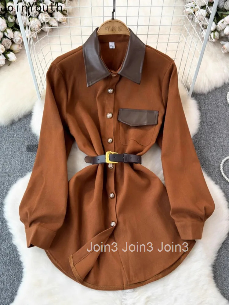 Fashion Korean Blouse Women Clothing Turndown Collar Long Sleeve Slim Waist Shirts Tops Loose Vintage Corduroy Camisas De Mujer