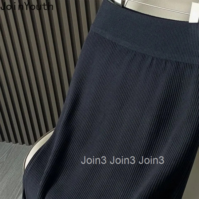 2025 Faldas Mujer De Moda Knitting Skirts for Women Oversized Jupe Vintage Tunic Saia Temperament Split Skirt Womens Clothes
