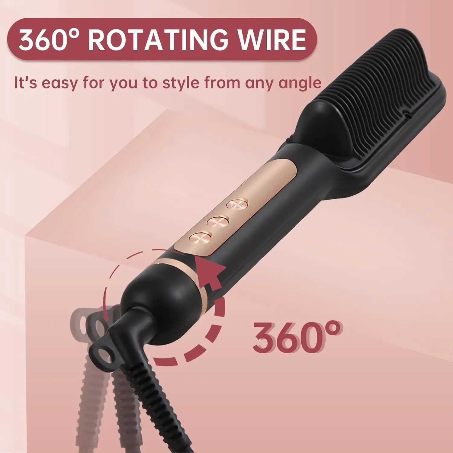 AP03 Negative Ionic Hair Straightener Brush Fast Heating Anti-Scald Auto-Shut Off Hair Brush Straightener for WomenXJ250621