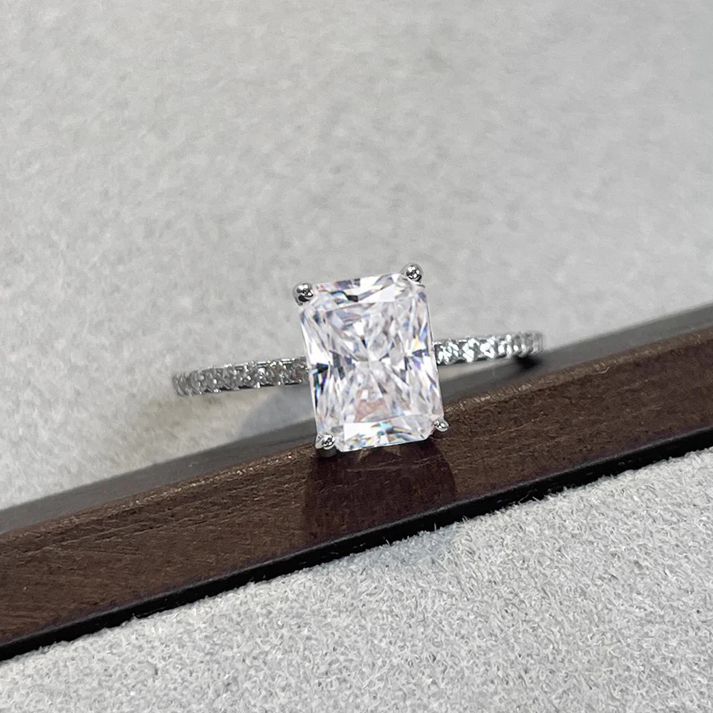 1/2/3/4CT Radiant Cut Engagement Ring GRA Certified 925 Sterling Silver Halo Diamond Wedding Bands for Women Jewelry 250617